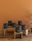 Black Clay Jack-o-Lantern Candle Holders