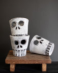 Clay Halloween Skull Votive Holder