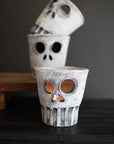 Clay Halloween Skull Votive Holder