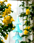 Glass Petunia Wind Chime - Light Blue