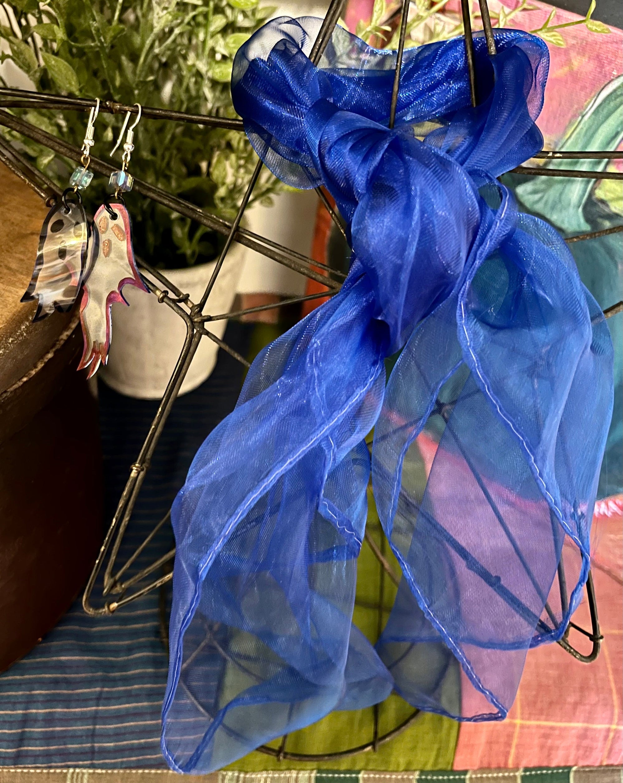 Halloween Spooky Earrings Sets - Ghost White Scarf &amp; Purple Floating Ghosts