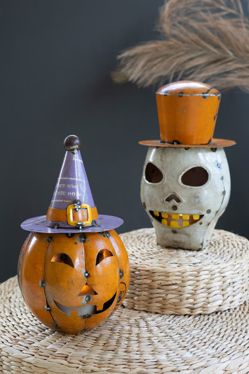 Recycled Iron Skull Lantern