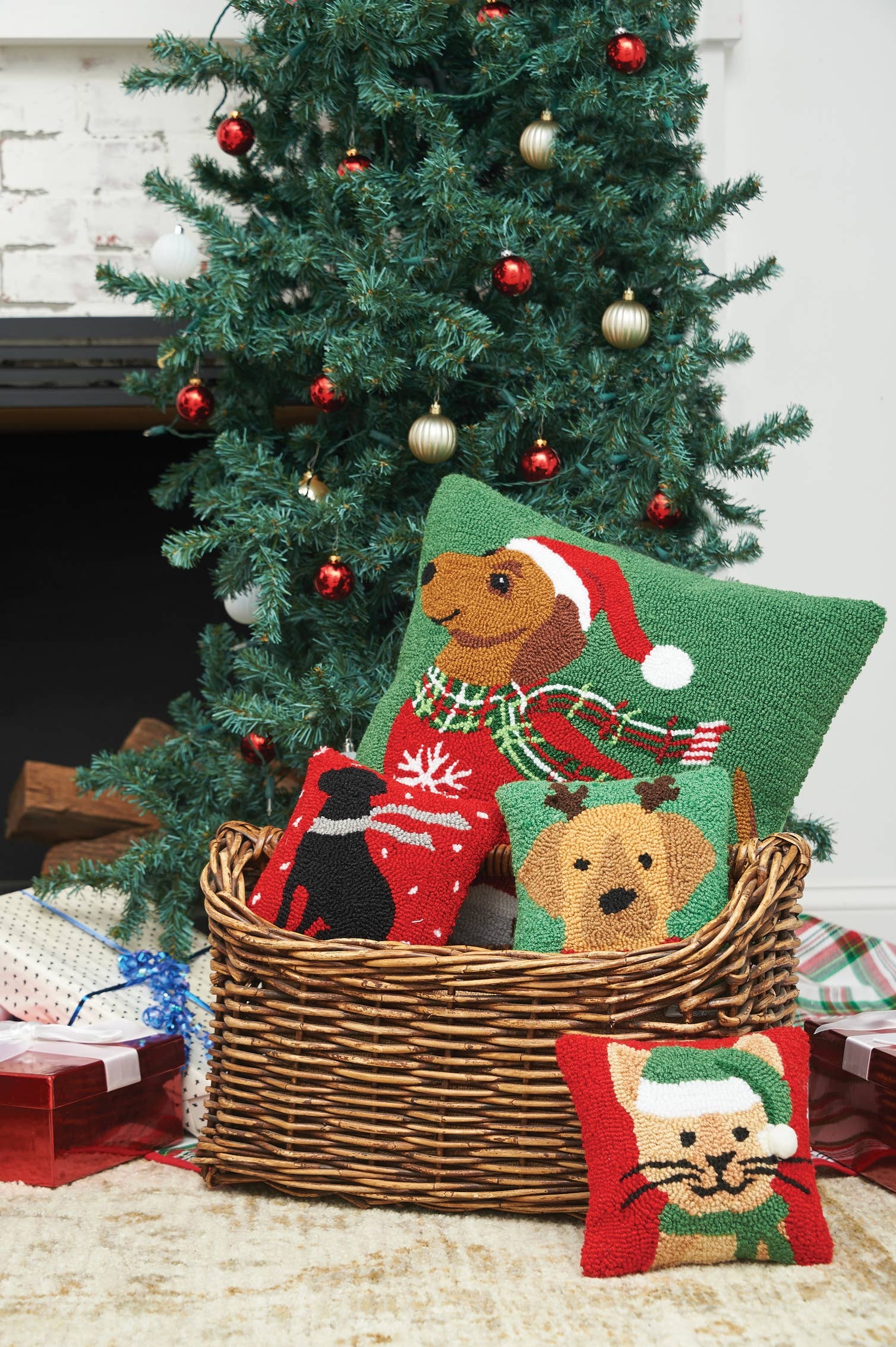 Winter Dog Throw Pillow