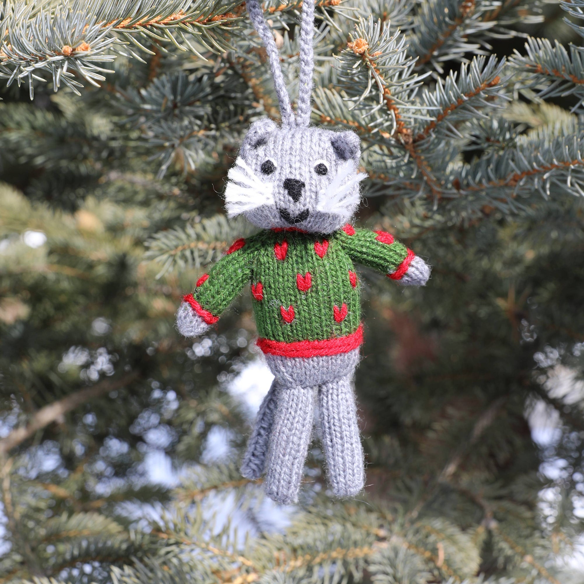 Hand-knit Cat Ornament