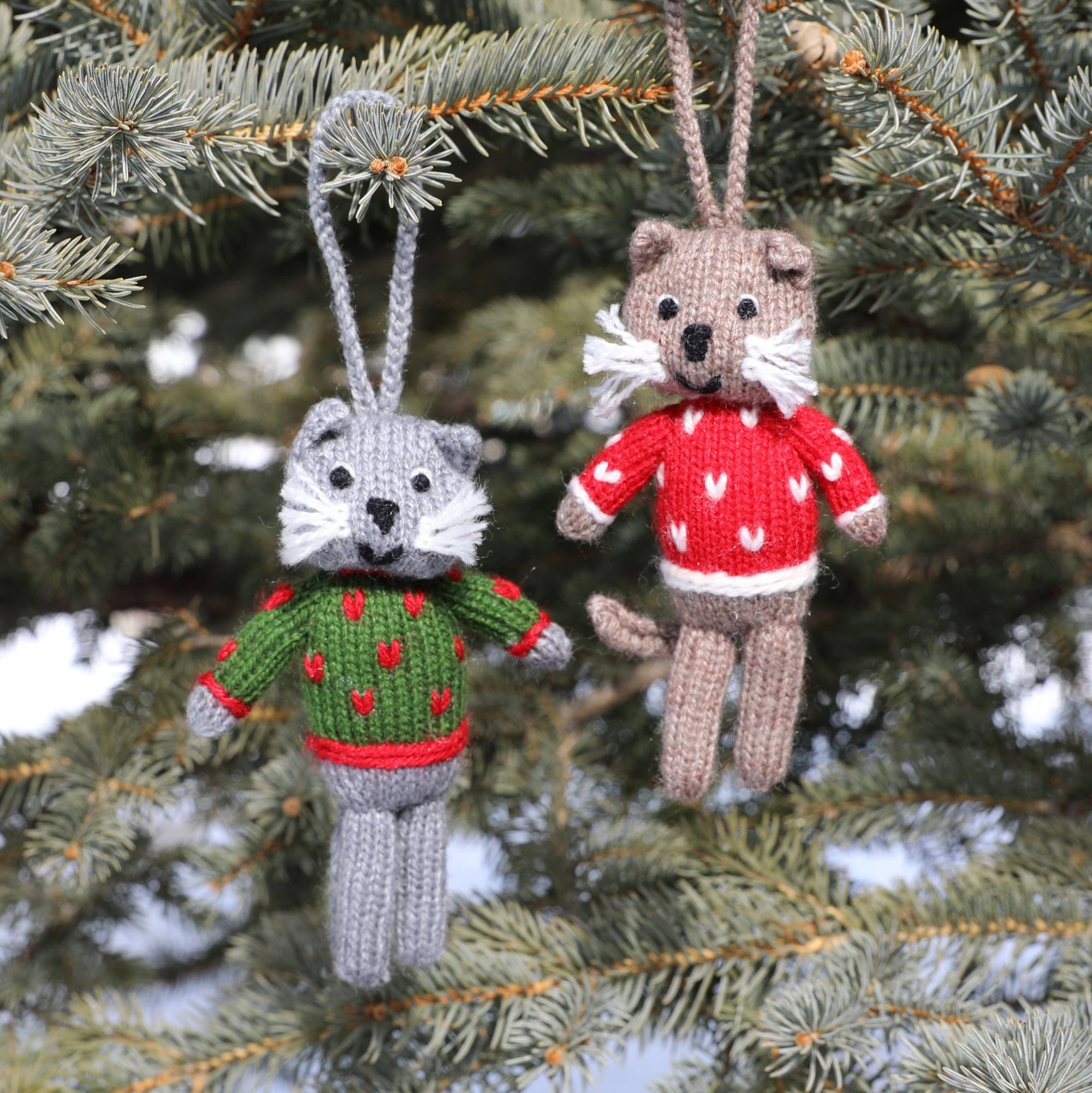 Hand-knit Cat Ornament