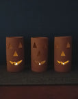 Terra Cotta Jack O' Lantern Votive Candle Holders - Tall