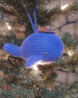 Hand-knit Blue Whale Ornament