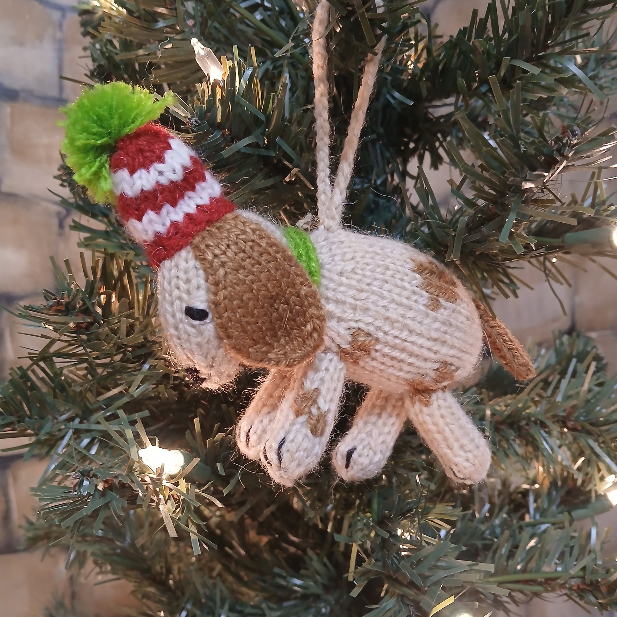 Hand-knit Dog Ornament