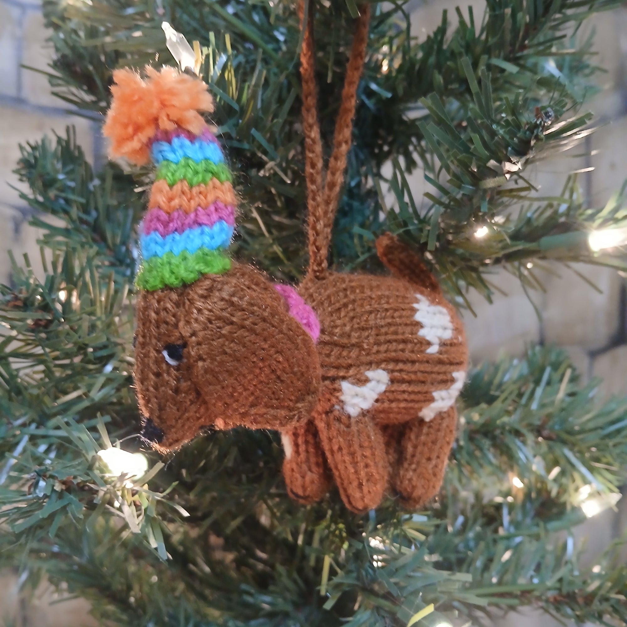 Hand-knit Dog Ornament