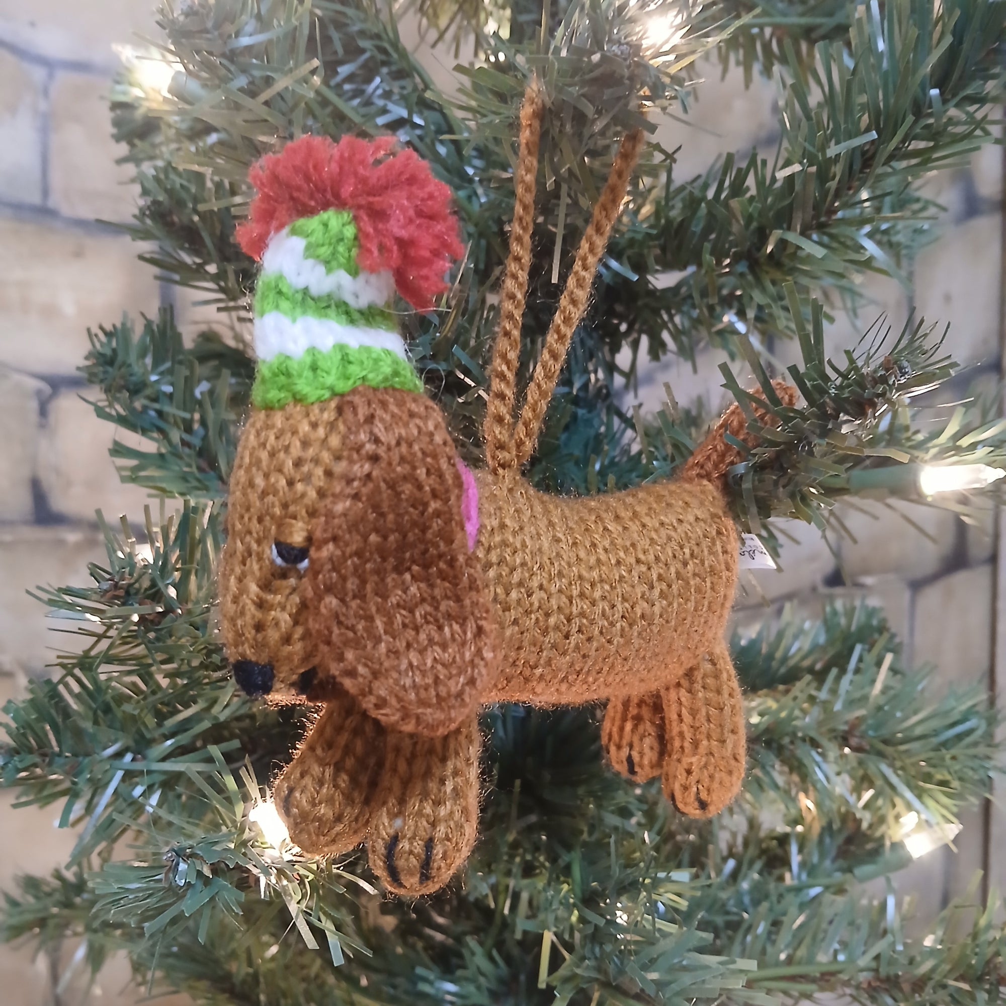 Hand-knit Dog Ornament