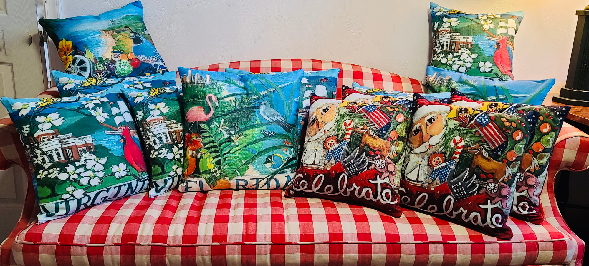 NANCY THOMAS PILLOWS - Santas - Original Celebrate