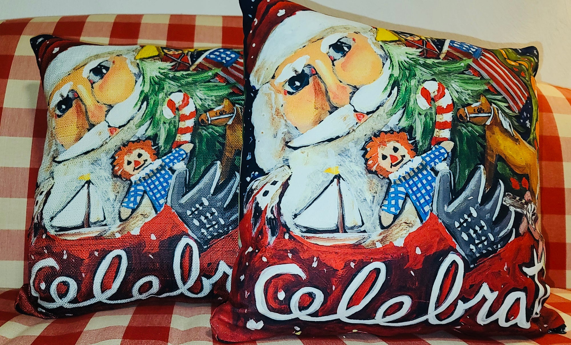 NANCY THOMAS PILLOWS - Santas - Original Celebrate