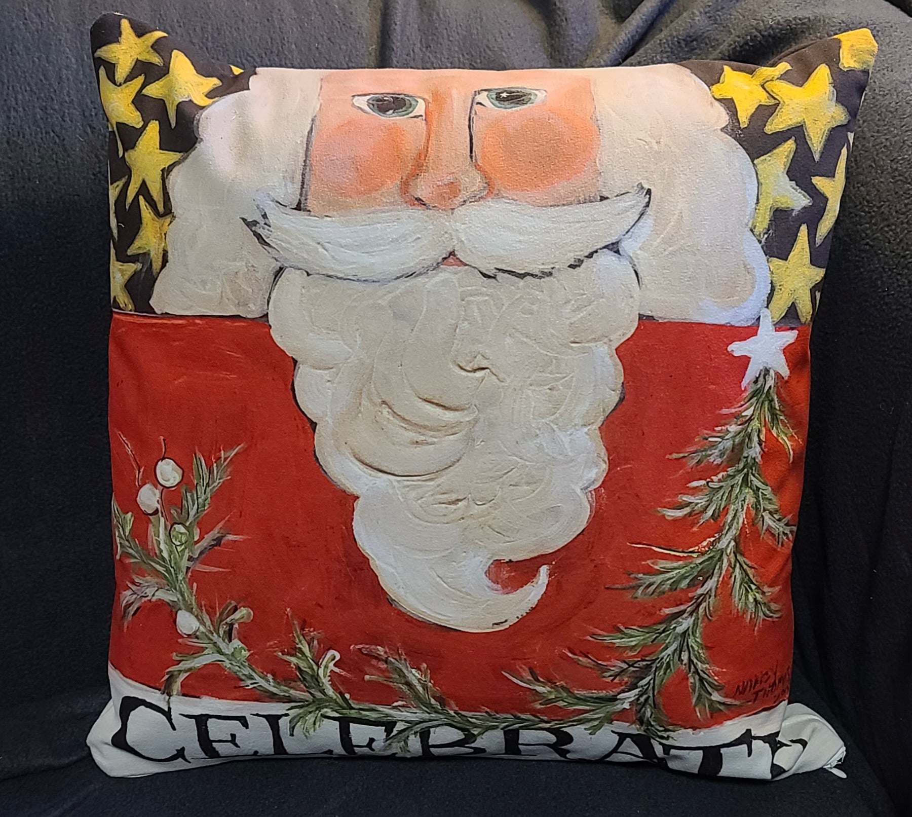 NANCY THOMAS PILLOWS - Santas - Celebrate Santa (Red)