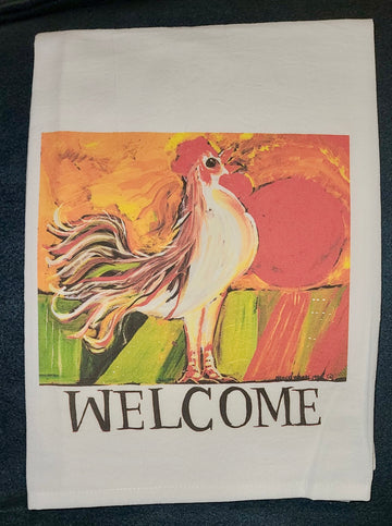 NANCY THOMAS KITCHEN TEA TOWELS - Welcome Rooster