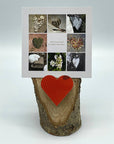 Oak Stand Photo Holder w/ Upcycled Ski Heart