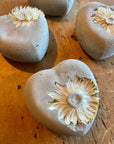 Concrete Love Heart with Petrified White Strawflower