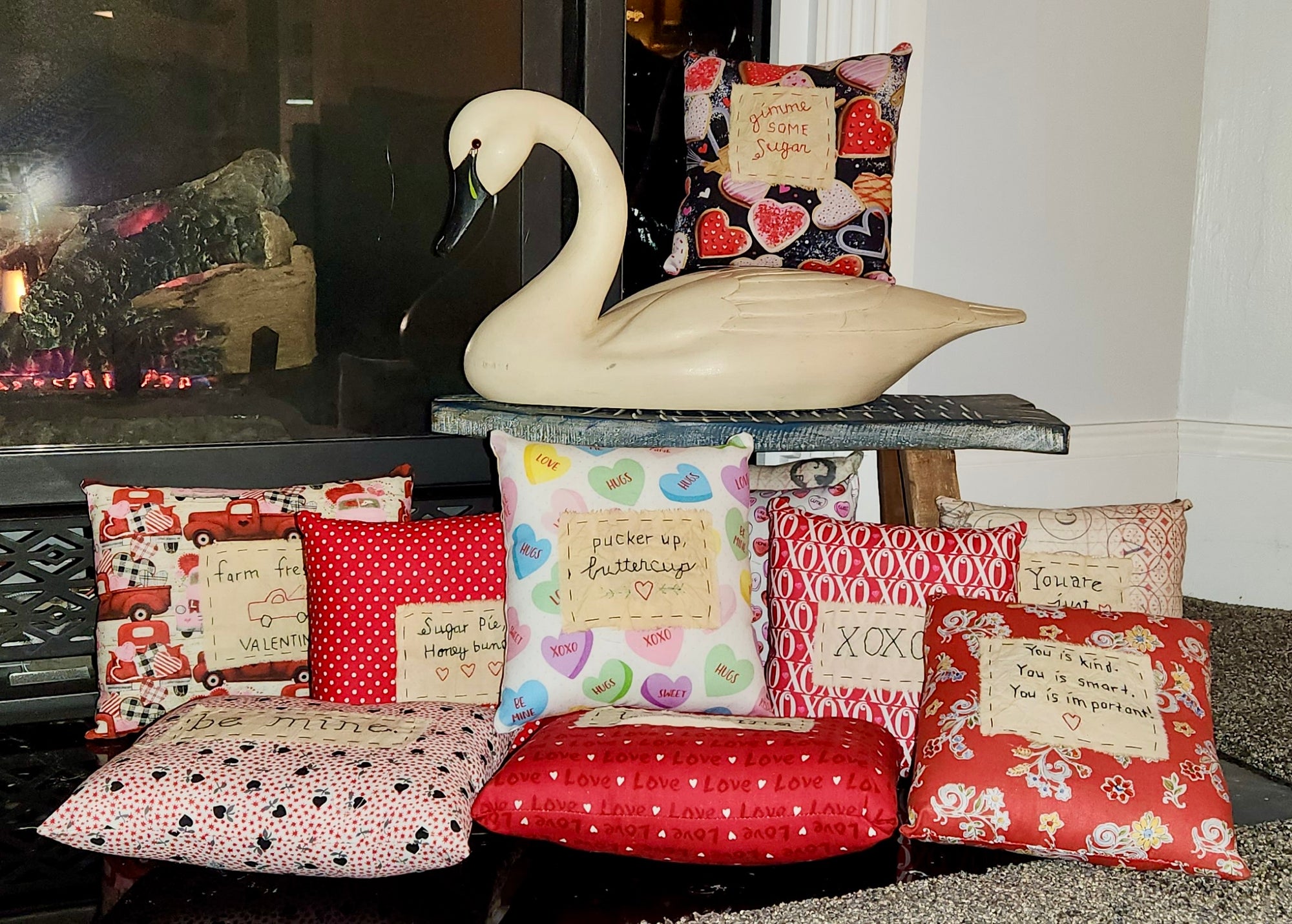 Hand-stitched Throw Pillow  &quot;Be Mine&quot;