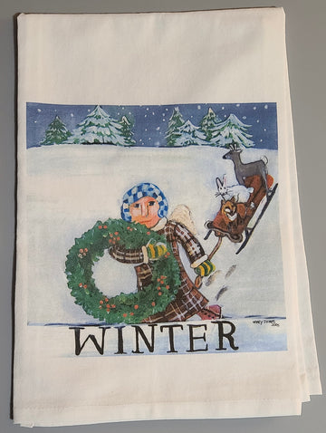 NANCY THOMAS KITCHEN TEA TOWELS - Angel Seasons - Winter