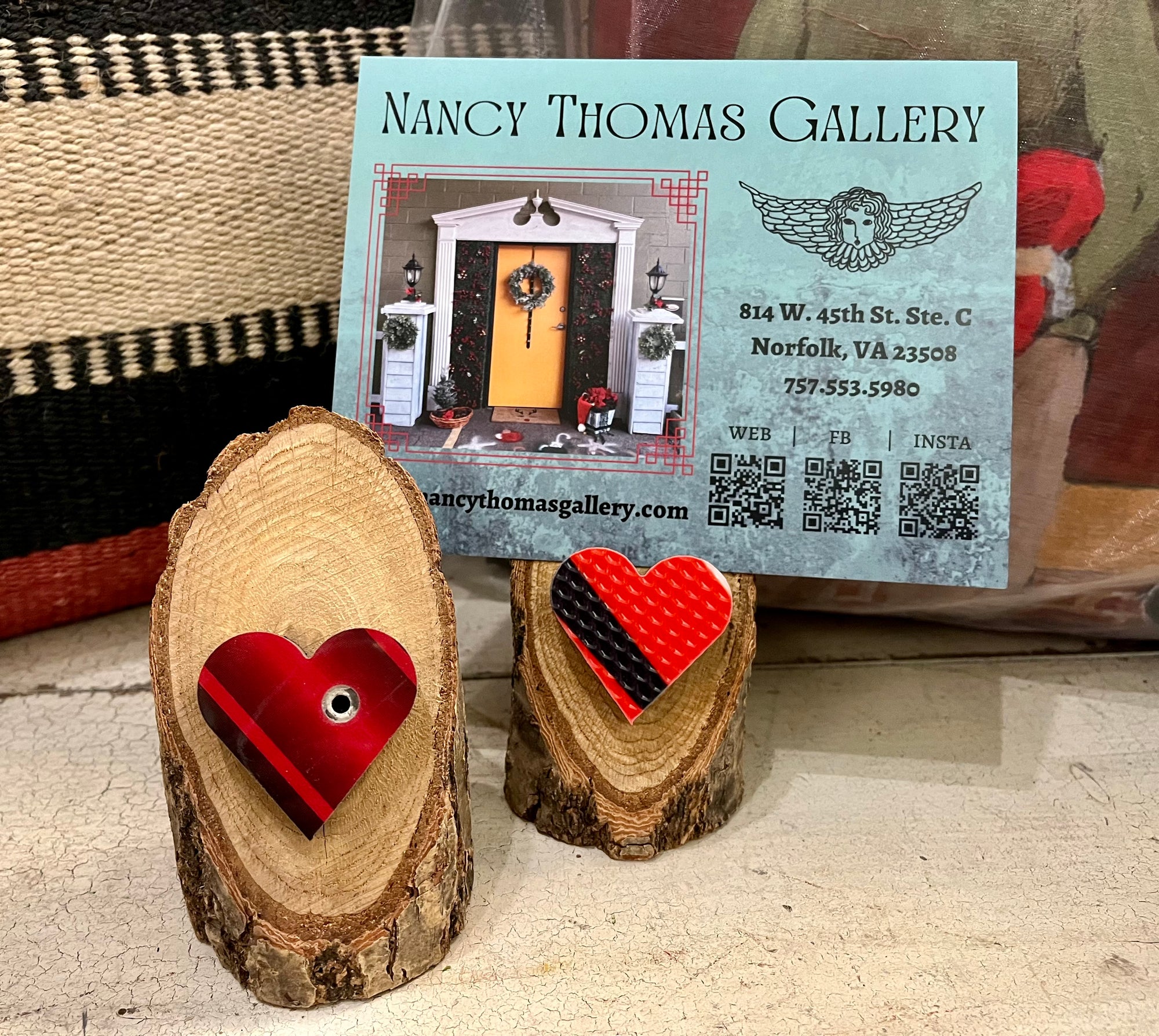 Oak Stand Photo Holder w/ Upcycled Ski Heart