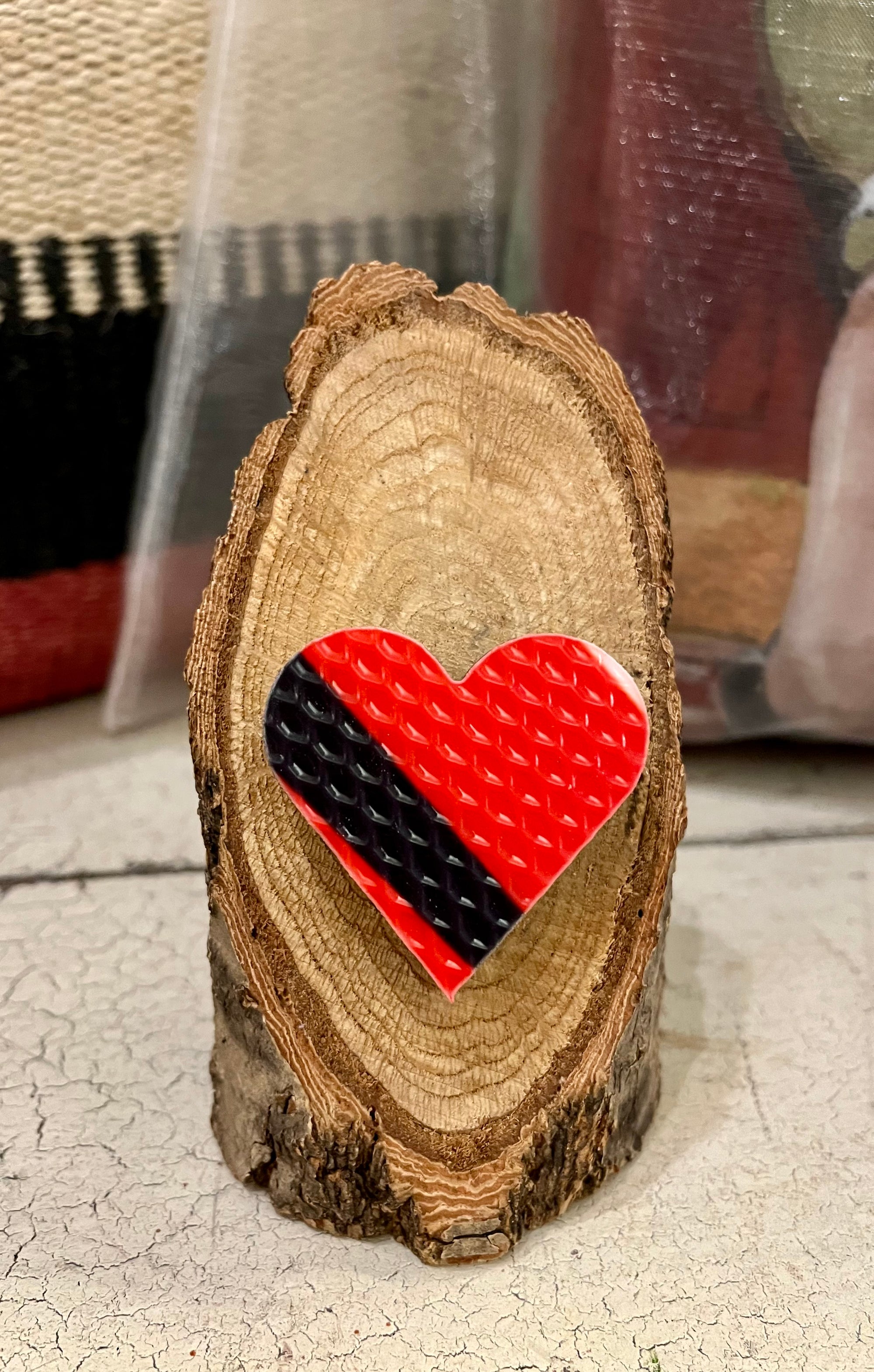 Oak Stand Photo Holder w/ Upcycled Ski Heart
