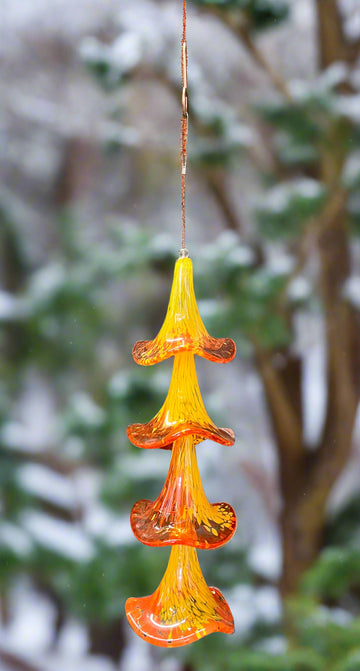 Glass Petunia Wind Chime - Yellow and Orange